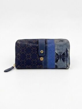 Mario Hernández Matilde Indigo Leather Zip Wallet Butterfly Edition Like New!